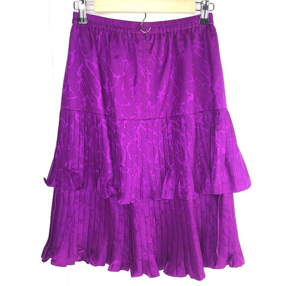 Rimini Saks Fifth Avenue Purple Evening Top Skirt Suits Sz 6 Silk Gold Bottons - Picture 4 of 16